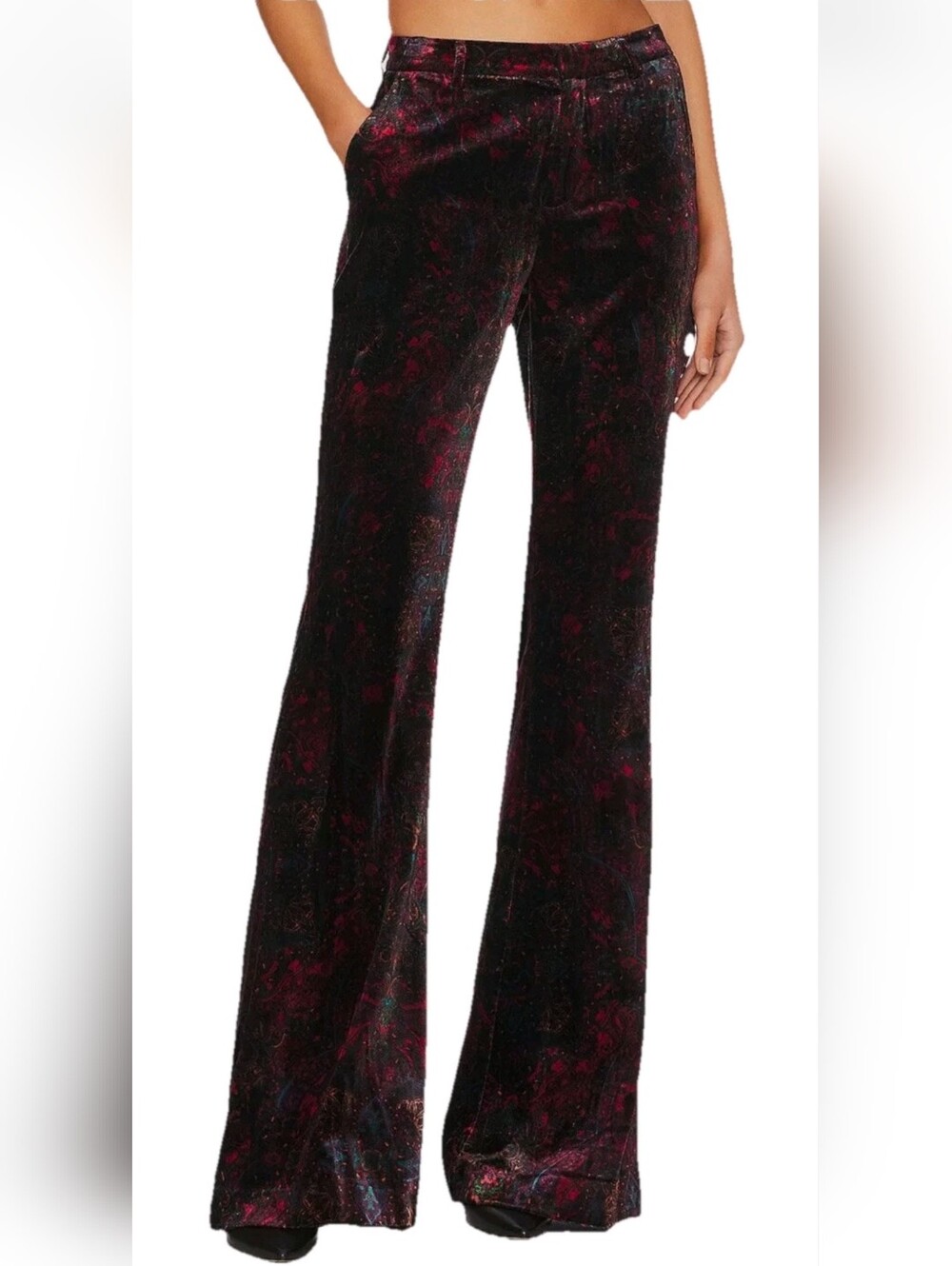 L'AGENCE Lane Flared Trousers in the Black & Red Medallion Paisley pattern